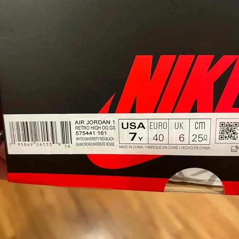 JORDAN ONE RETRO HIGH OG HERITAGE - Size 7Y Red/Black/White - Picture 7 of 8